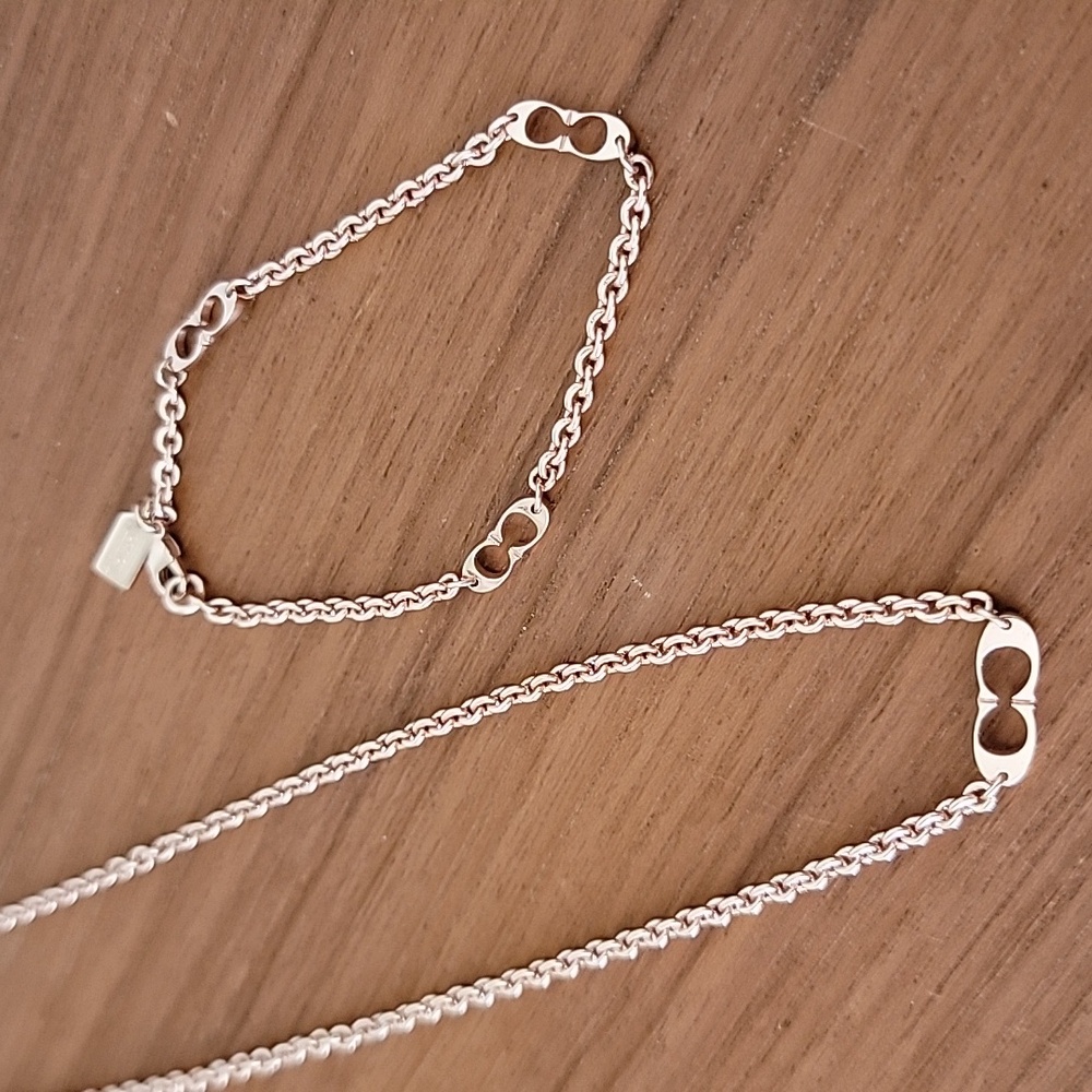 Coach Rose Gold Chain Bracelet And Necklace SET - Picture 1 of 8